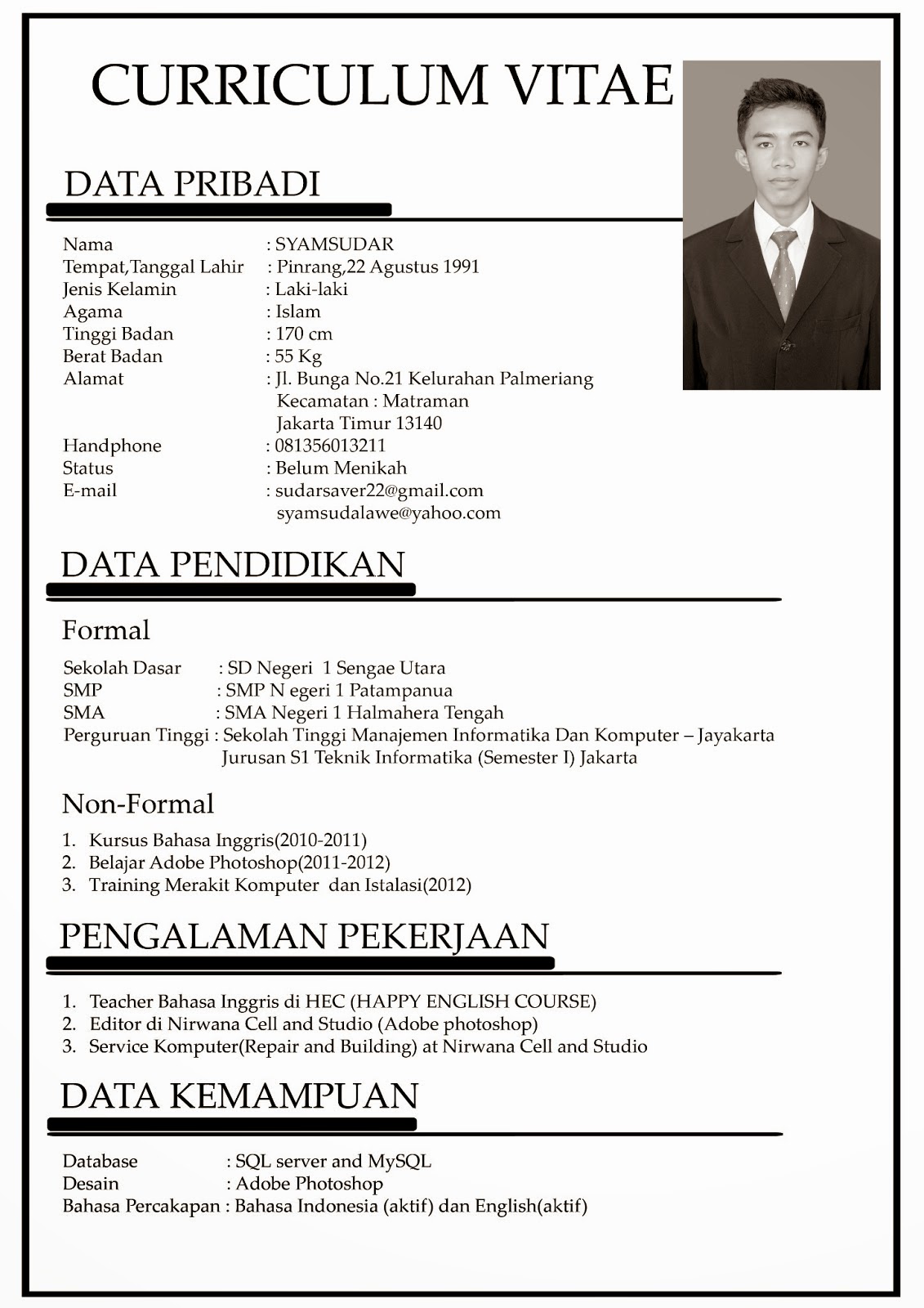 Contoh Surat Lamaran Kerja Dan CV Terbaru Naranua