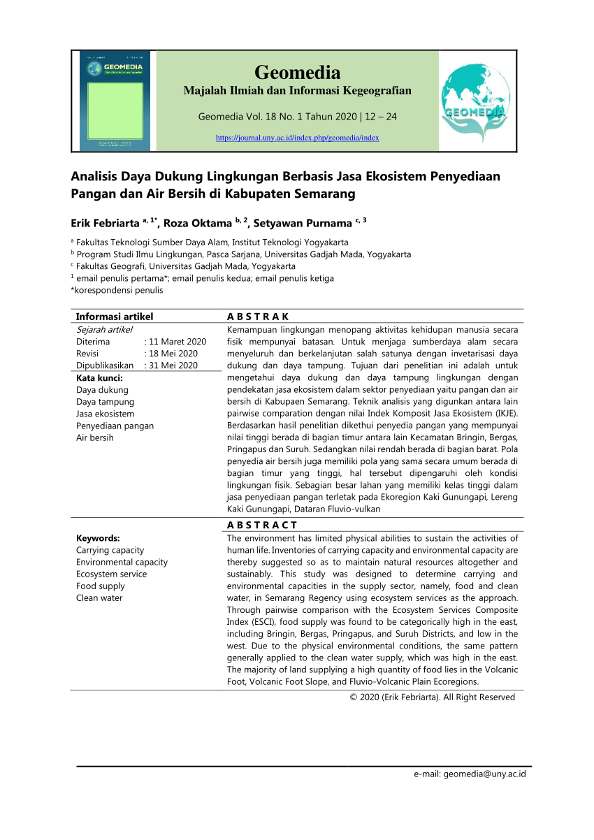 (PDF) Analisis Daya Dukung Lingkungan Berbasis Jasa